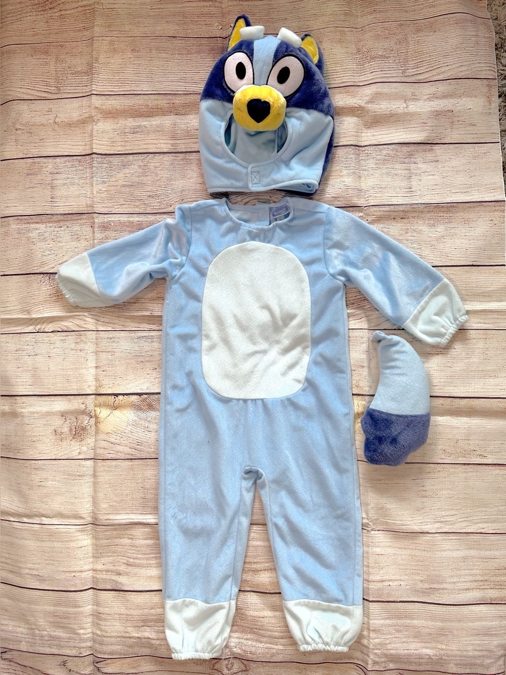 Bluey Halloween Costume Toddler Girl 3-4 Years Plush Hooded Jumpsuit with Tail
